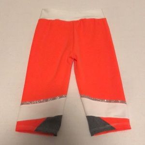 Girls 3/4 pants neon orange silver grey and white